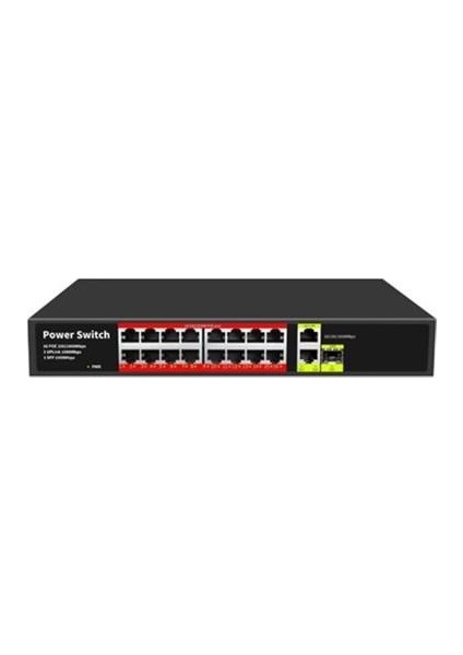 Uranıum POE-G1621SFP-300W 16 Port Gıgabıt+2xgb RJ45+1XSFP Uplınk Poe Rackmount Swıtch