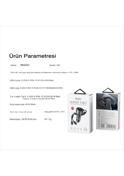 Göstergeli 1 Adet 18W USB / 1 Adet 30W Type-C ve Dahili 30W Type-C ile 20W Lightning Kablolu