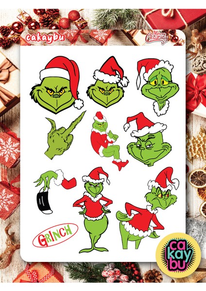 Merry Christmass Grinch Sticker Set A5 Boyutunda 1 Sayfa