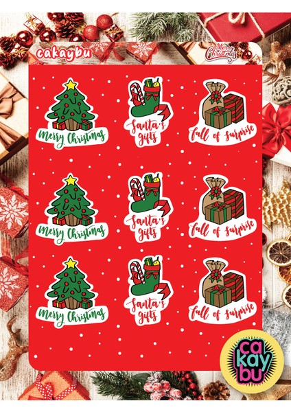 Merry Christmass Sticker Set A5 Boyutunda 1 Sayfa