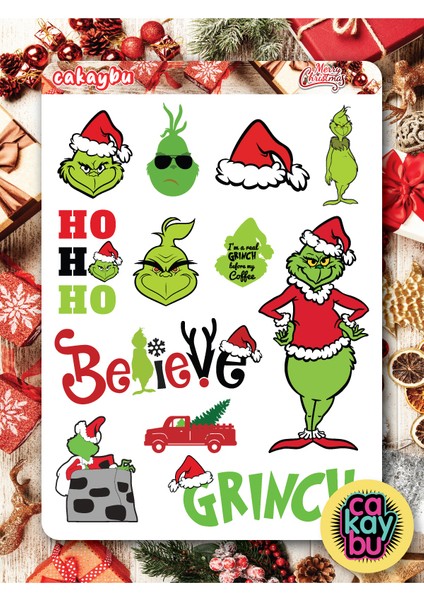 Merry Christmass Grinch Sticker Set A5 Boyutunda 1 Sayfa