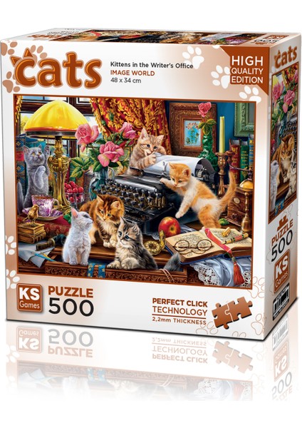 Kittens In The Writer#s Office 500 Parça Puzzle