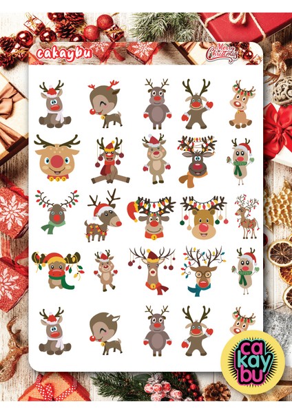 Merry Christmass Sticker Set A5 Boyutunda 1 Sayfa