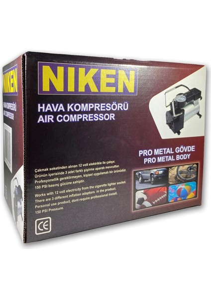 12V Mini Oto Araç Hava Kompresörü Metal Gövde ile Universal Araçlar için Güçlü Performans fiyatları
