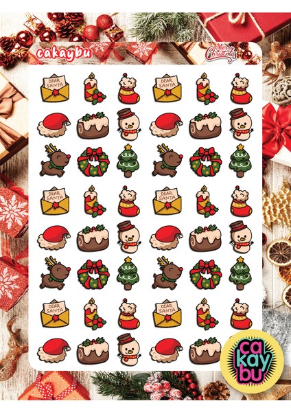 Merry Christmass Sticker Set A5 Boyutunda 1 Sayfa