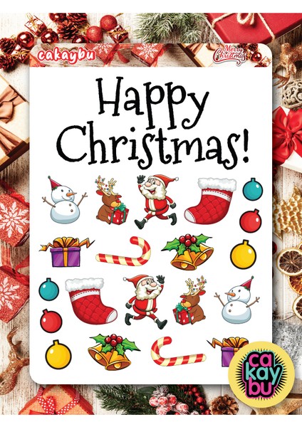 Merry Christmass Sticker Set A5 Boyutunda 1 Sayfa