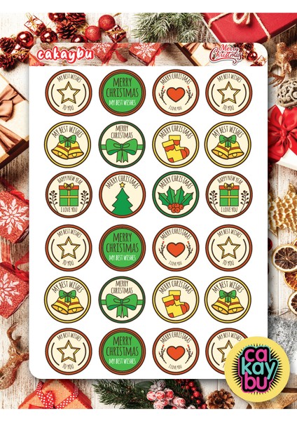 Merry Christmass Hediye Sticker Set A4 Boyutunda 1 Sayfa