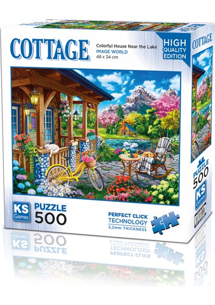 Colorful House Near The Lake 500 Parça Puzzle