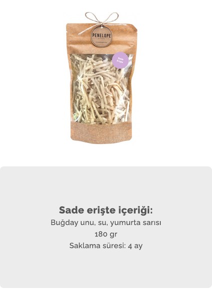 Sade Erişte Bebek Ek Gıda +7-8-9-12 Ay