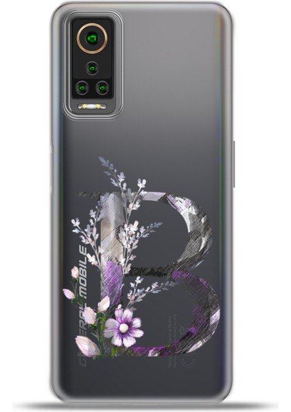 General Mobile Gm 22 Pro Kılıf Esnek Silikon Kamera Koruma Kişiye Özel Harfler Flora - B Harfi