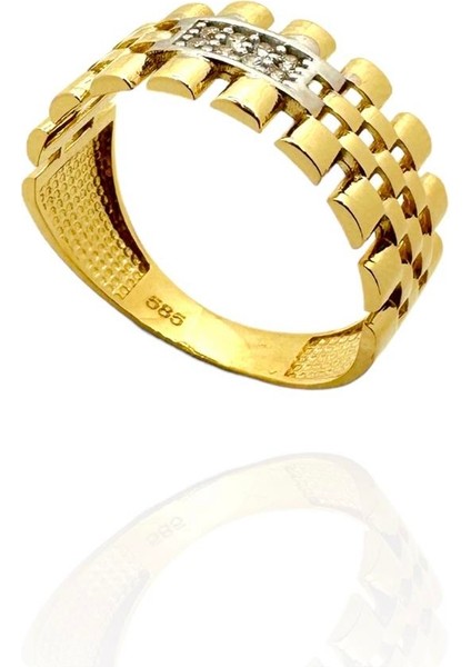 14 Ayar Taşlı Tasarım Model Altın Yüzük