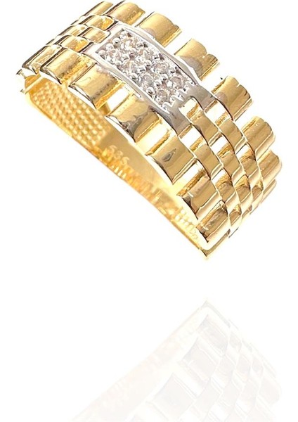 14 Ayar Taşlı Tasarım Model Altın Yüzük fiyatları