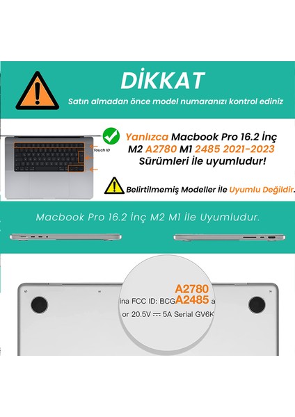 Macbook Pro 2021/23 16,2 Inç M1-M2 A2485 A2780 Ile Uyumlu Slate Matte Guard Macbook Kılıfı