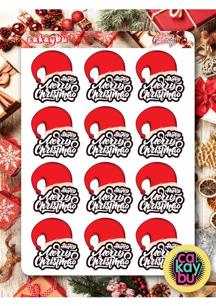 Merry Christmass Sticker Set A4 Boyutunda 1 Sayfa