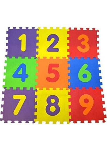 9 Parça Büyük Boy Rakamlı Sayılı Sünger Yapılı Oyun Karosu Yer Matı Puzzle Yapboz