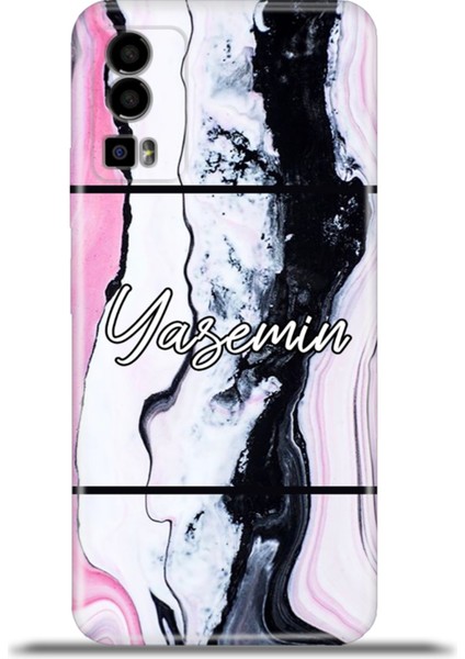 Gm 23 Kılıf Silikon Esnek Kamera Koruma Kişiye Özel Isim - Pembe Mermer