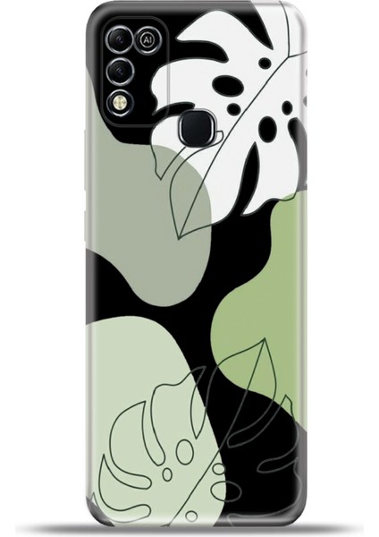 Infinix Hot 11 Play Kılıf Esnek Silikon Kamera Koruma 4K Desenli Özel Tasarım - Monstera Deliciosa