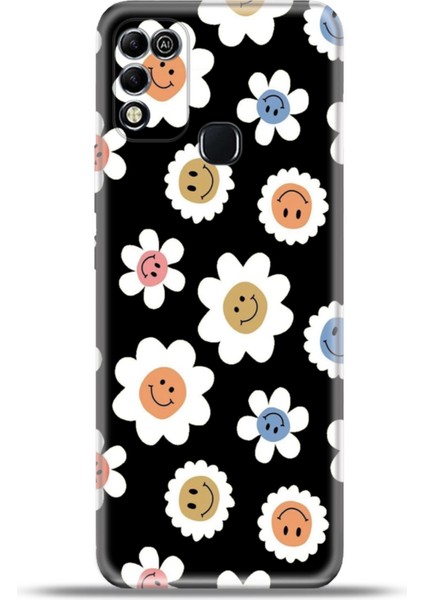 Infinix Hot 11 Play Kılıf Esnek Silikon Kamera Koruma 4K Desenli Özel Tasarım - Mutlu Papatya