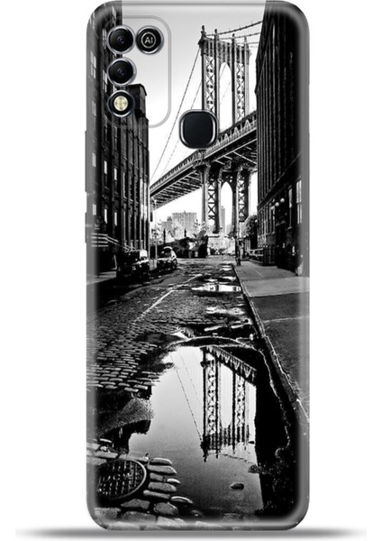 Infinix Hot 11 Play Kılıf Esnek Silikon Kamera Koruma 4K Desenli Özel Tasarım - Manhattan Bridge