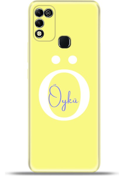 Infinix Hot 11 Play Kılıf Silikon Esnek Kamera Koruma Kişiye Özel Isim Harf Zao Sarı - Ö