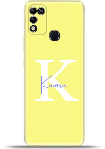 Infinix Hot 11 Play Kılıf Silikon Esnek Kamera Koruma Kişiye Özel Isim Harf Zao Sarı - K