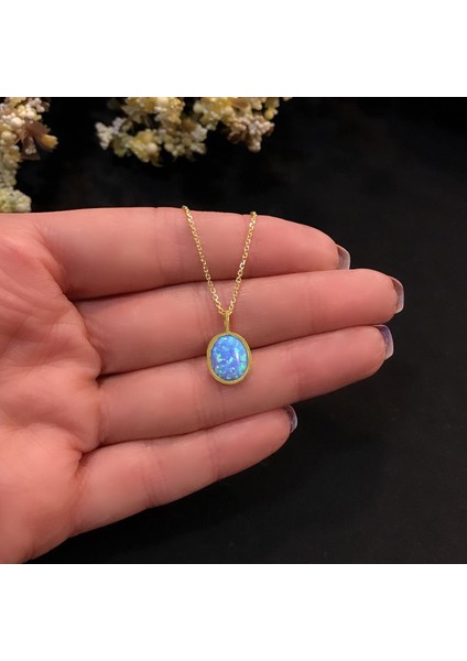 STELA OPAL TAŞLI OVAL GÜMÜŞ KOLYE