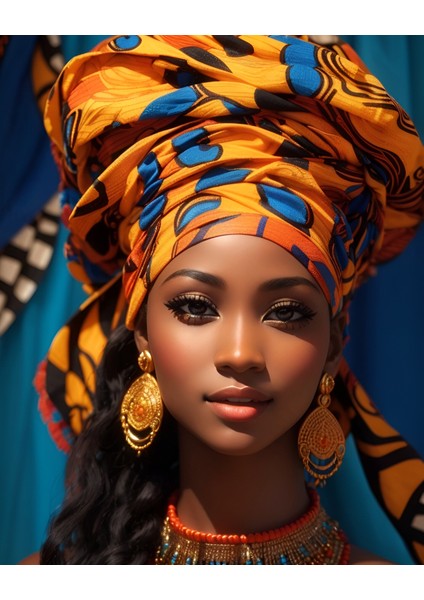 Renkli Baskılı Sayılarla Boyama Hobi Seti Çerçeveli 40 x 50 cm Afrika Güzeli 2