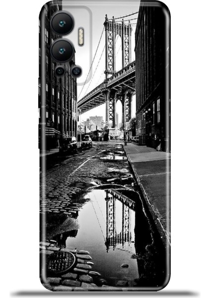 Infinix Hot 12 Kılıf Esnek Silikon Kamera Koruma 4K Desenli Özel Tasarım - Manhattan Bridge
