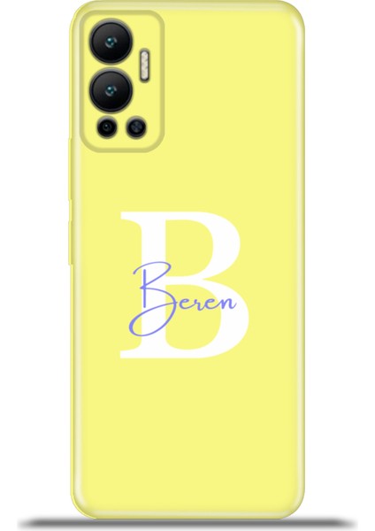 Infinix Hot 12 Kılıf Silikon Esnek Kamera Koruma Kişiye Özel Isim Harf Zao Sarı - B