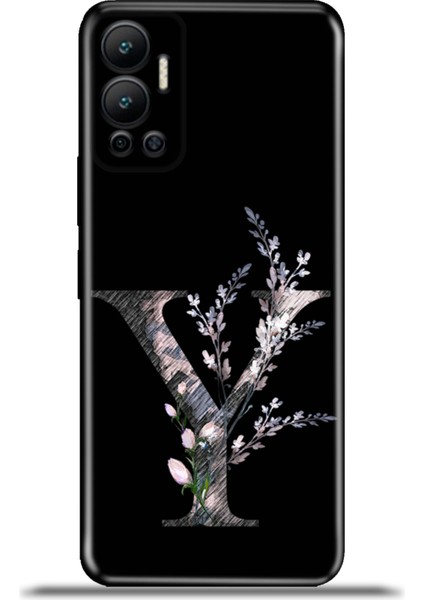 Infinix Hot 12 Kılıf Esnek Silikon Kamera Koruma Kişiye Özel Harfler Flora - Y Harfi