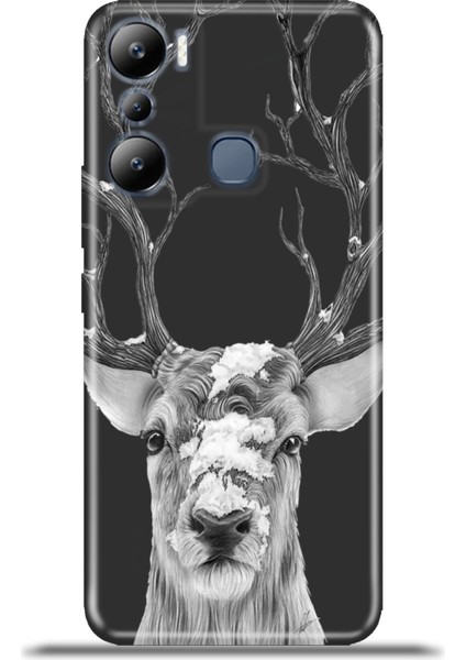 Infinix Hot 20I Kılıf Esnek Silikon Kamera Koruma 4K Desenli Özel Tasarım - Ren Geyiği