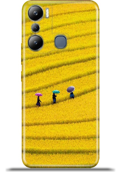 Infinix Hot 20I Kılıf Esnek Silikon Kamera Koruma 4K Desenli Özel Tasarım - Sarı Tarla