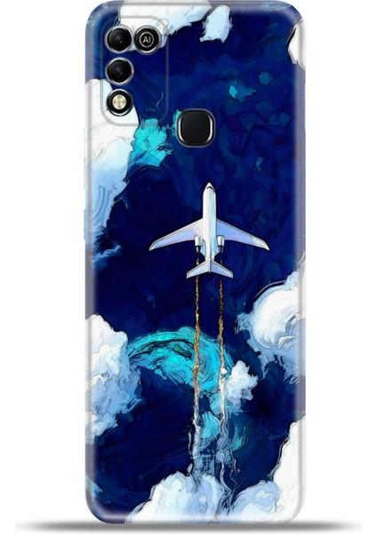 Infinix Hot 11 Play Kılıf Esnek Silikon Kamera Koruma 4K Desenli Özel Tasarım - Uçak Yolculuğu