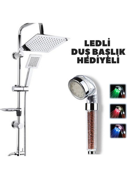 Rain Duş Robotu Tepe Duş Seti Duş Başlığı Sistemi Ledli Duş Başlık Hediyeli