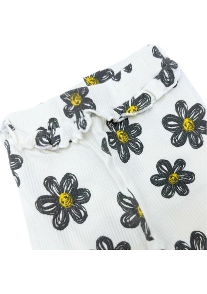 Çiçekli Beyaz Fitilli Sweat Tayt Ikili Takım fiyatları