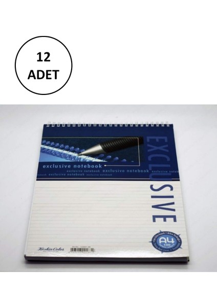 A4 Çizgili 100Yaprak Karton Kapak Spiralli Exclusive Bloknot