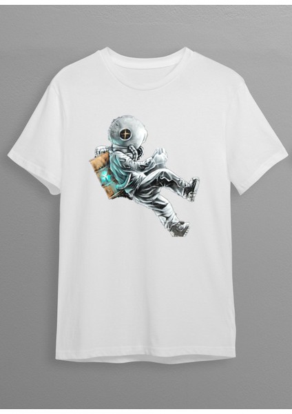 Beyaz Astronot Baskılı Unisex T-Shirt HC010