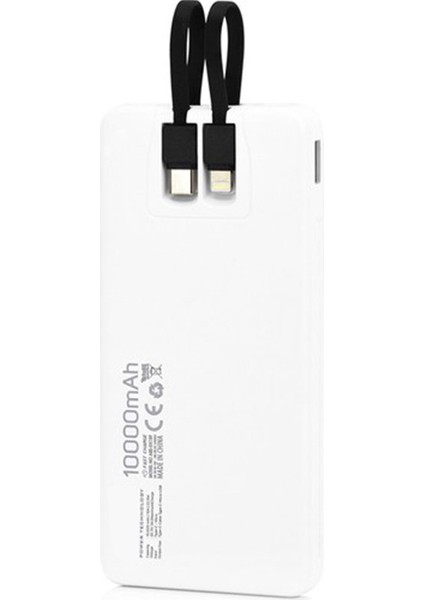 10000MAH 22,5W Type-C ve Lightning Kablolu Hızlı Şarj Powerbank Taşınabilir Şarj Cihazı