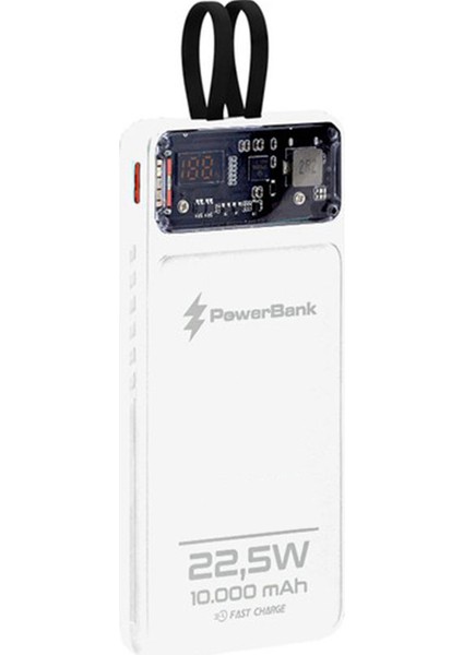 10000MAH 22,5W Type-C ve Lightning Kablolu Hızlı Şarj Powerbank Taşınabilir Şarj Cihazı