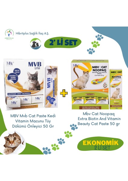 Cat Vitamin Paste 50 gr ve Mbv Noopaq Cat Paste 50 gr 2'li Ekonomik Set