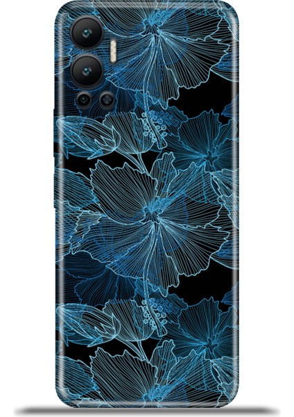Infinix Hot 12 Kılıf Esnek Silikon Kamera Koruma 4K Desenli Özel Tasarım - Masmavi Çiçek fiyatları
