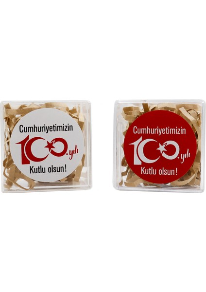 100. Yıl 29 Ekim Cumhuriyet Bayramı Yapışkanlı Etiket 4 cm Yuvarlak 24 Adet ( Beyaz - Kırmızı )