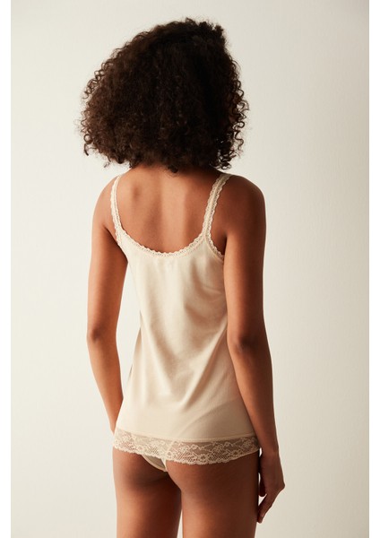 Cotton Dantel Detaylı Bej Atlet indirimleri