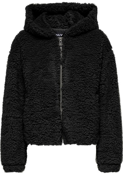 Normal Siyah Kadın Ceket Onlellıe Sherpa Hooded Jacket cc O