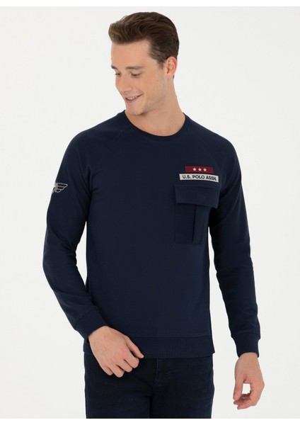 Bisiklet Yaka Lacivert Erkek Sweatshirt Narva