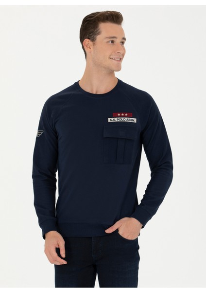 Bisiklet Yaka Lacivert Erkek Sweatshirt Narva modelleri