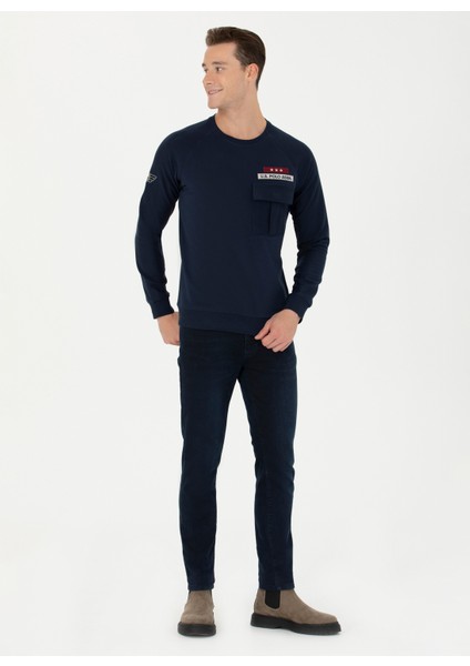 Bisiklet Yaka Lacivert Erkek Sweatshirt Narva fırsatları