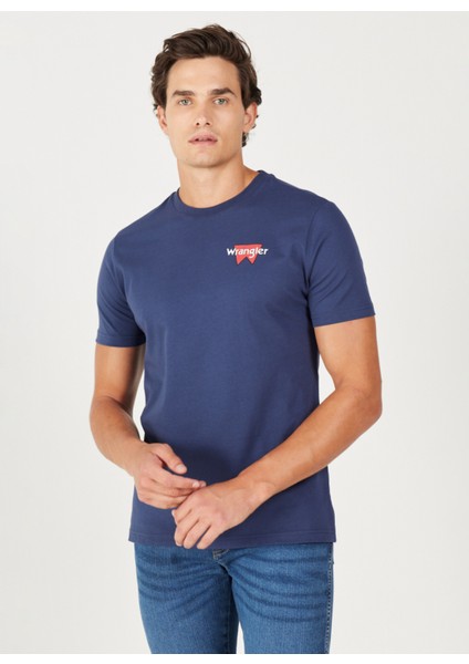 Bisiklet Yaka Indigo Erkek T-Shirt W232285315 Bisiklet Yaka T-Shirt