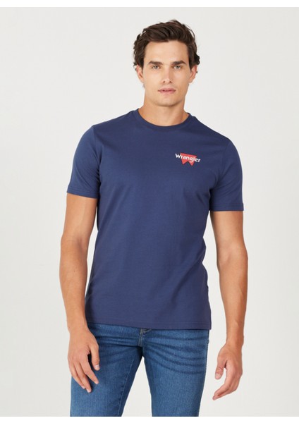 Bisiklet Yaka Indigo Erkek T-Shirt W232285315 Bisiklet Yaka T-Shirt