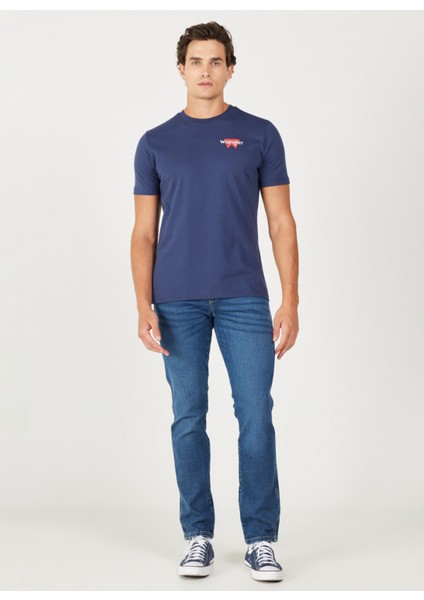 Bisiklet Yaka Indigo Erkek T-Shirt W232285315 Bisiklet Yaka T-Shirt